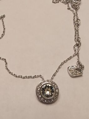 Swarovski Silver Halo Pendant Necklace with Clear Crystal